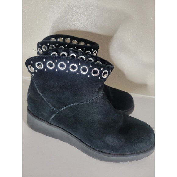 UGG Australian Riley Grommet Classic Suede ANKLE BOOTS Size 8 - Picture 5 of 7
